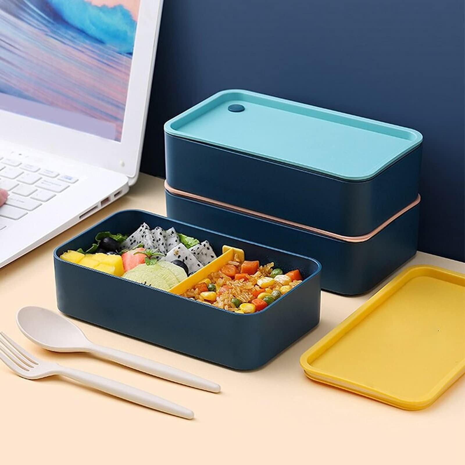 Portapranzo Portatile in Acciaio Inossidabile da 720 ml con Scomparti mobili - Ideale per la Scuola, Il microonde, Il bento, l'insalata, la Frutta e la conservazione degli Alimenti