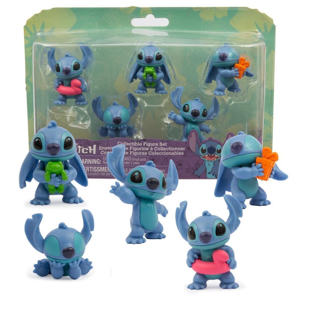 Giochi Preziosi Stitch - Pack 5 personaggi Stitch, Ogni personaggio è alto circa 6 cm, Pose dinamiche e con accessori, per bambini a partire dai 3 anni