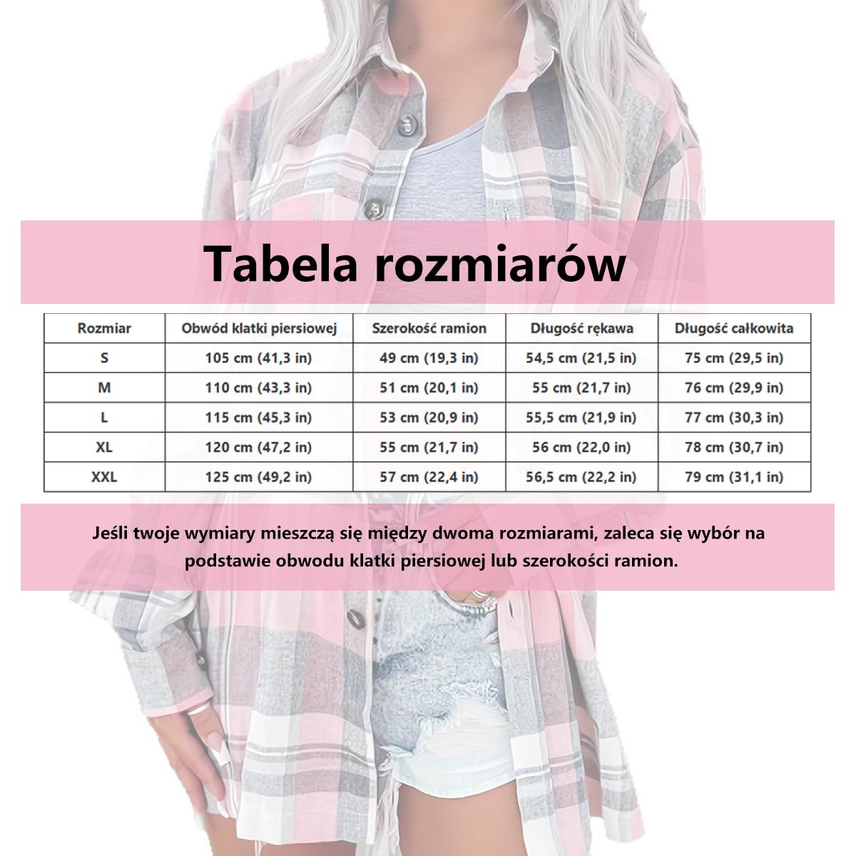 Damska koszula flanelowa w kratę, z długim rękawem, zapinana na guziki, luźny krój, z kieszenią