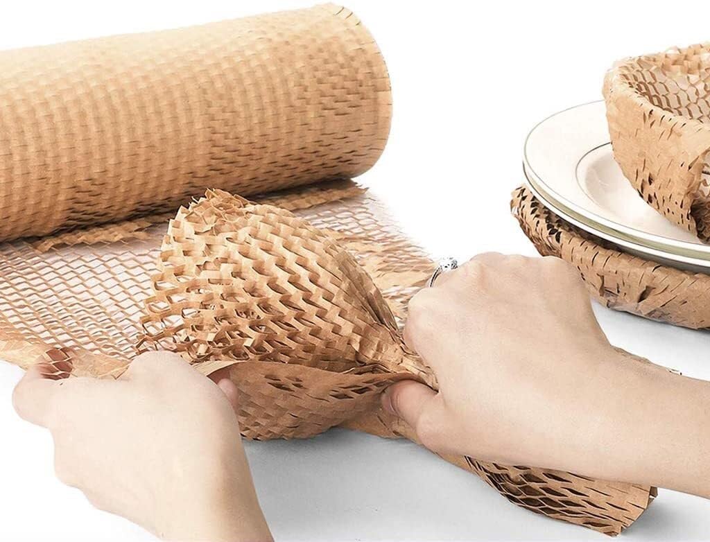 Rollos de papel de embalaje de nido de abeja 30 cm x 10 m - Alternativa ecológica al plástico de burbujas para mudanzas y envíos(Brown,50CM*100m)