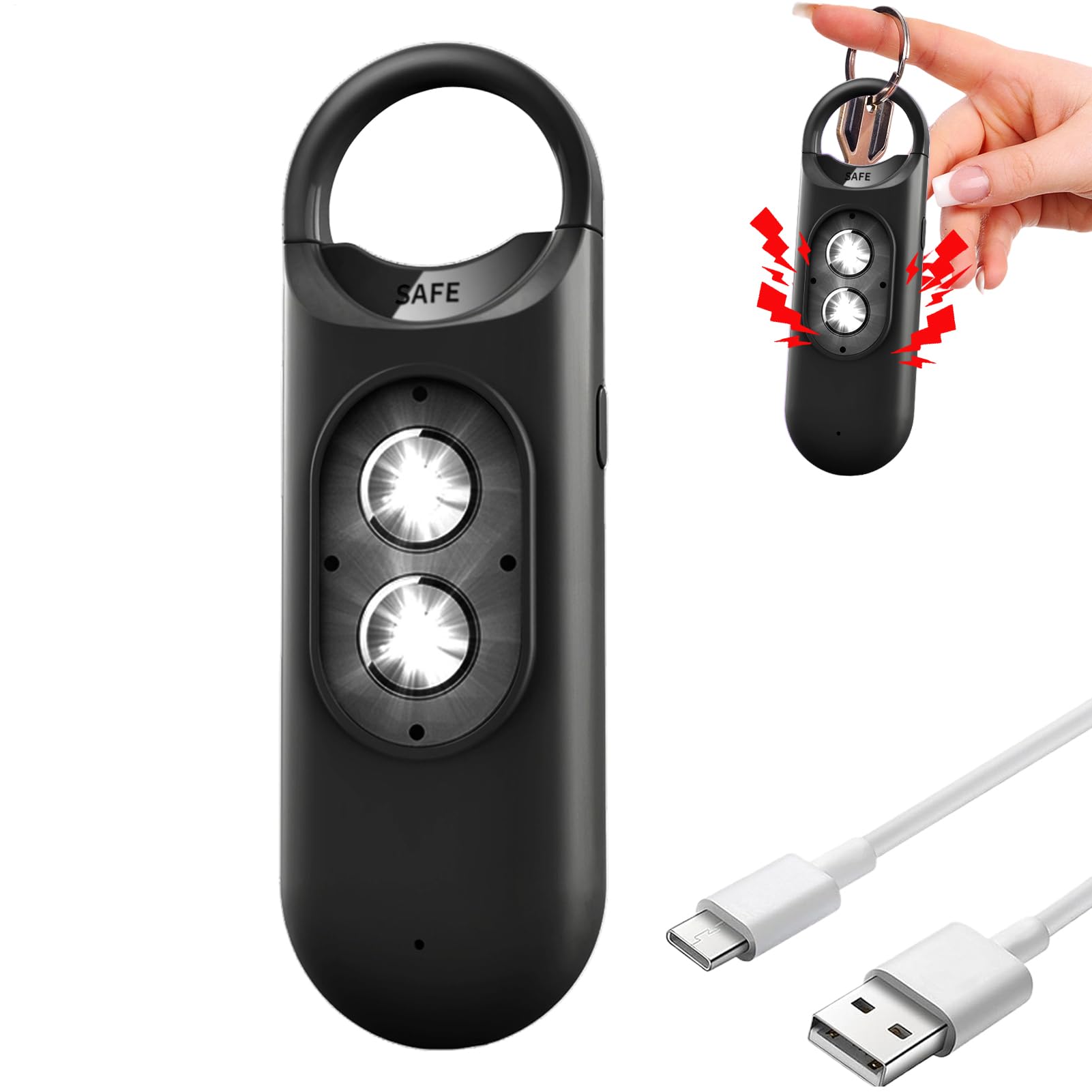 Alarma Personal - De Seguridad,Alarma Personal de 130dB con Luz Estroboscópica - para Familia Estudiantes Mujeres Niños y Adultos Mayores en Exteriores y Viajes