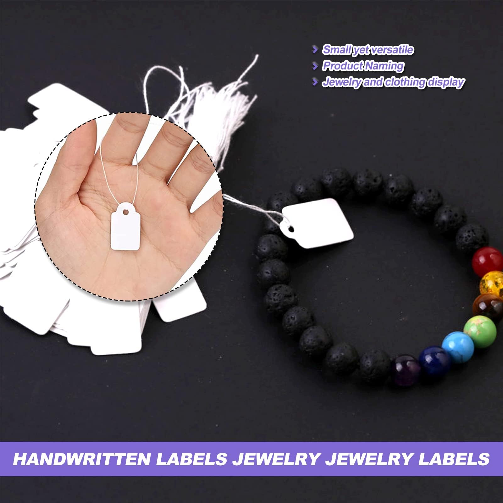 500 Étiquettes Prix Blanches Avec Ficelle - 25x45mm Etiquettes Cadeaux Inscriptibles Pour Bijoux Vêtements