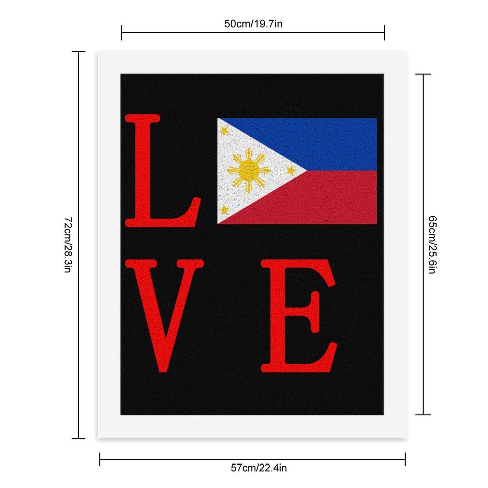 Lustiges Malen nach Zahlen für Erwachsene, Motiv: Liebe Philippinen-Flagge, vertikales Baumwollgemälde, digitales Ölgemälde, Heimdekoration, Geschenk, 65 x 50 cm