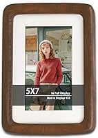 RRQKMBO 5x7 Picture Frame Natural Dark Walnut Wood Handcrafted with Mat for 4x6 Photos, Real Glass, Wall or Tabletop Display