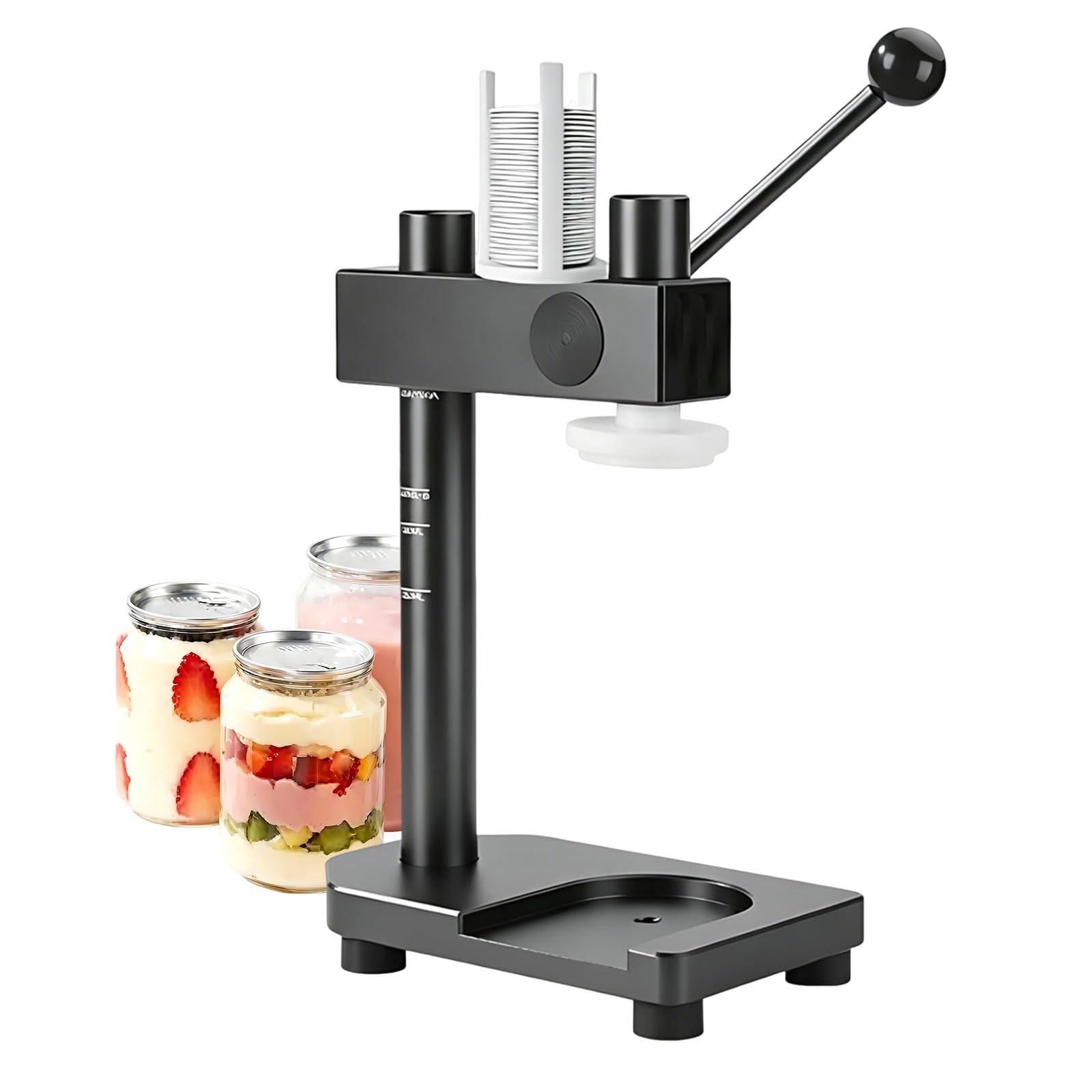 YXZYFPP Professional Manual Can Sealing Machine for Commercial Use, Adjustable Height for 250ml-700ml Bottles, Aviation Aluminum Seamer with 100x 500ml PET Jars (Gunmetal Grey)