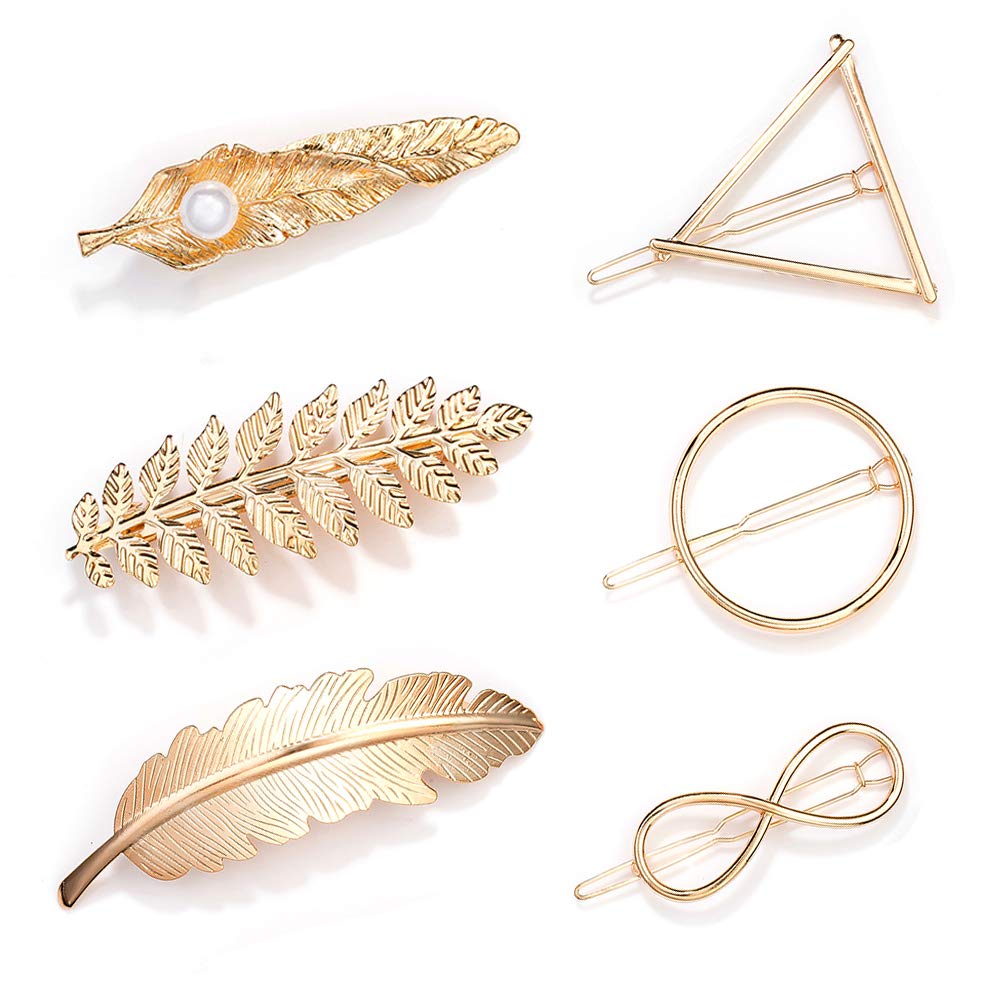Huture Pinces à Cheveux Rétro Métal Antidérapantes Barrettes Épingle Dorées Accessoires Adorables pour Femmes Triangle de Cercle