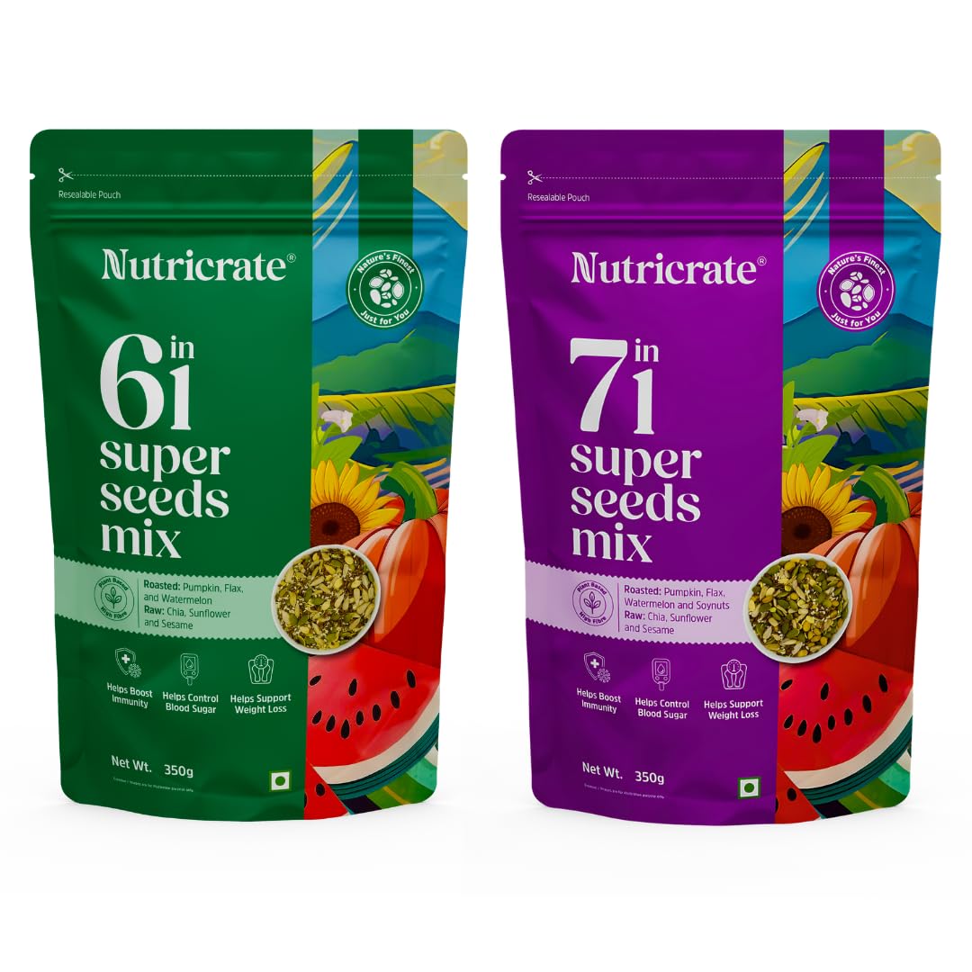 Nutricrate 7 In 1 & 6 In 1 Seeds Mix Combo Pack For Eating (700G) Protein Rich Healthy Diet Snack|Mixed Roasted Seeds-Chia,Pumpkin,Watermelon,Flax,Sesame,Sunflower Seeds & Soy Nuts (Pack Of 2-350G) (B0BWJWCMC6) Amazon Price History, Amazon Price Tracker