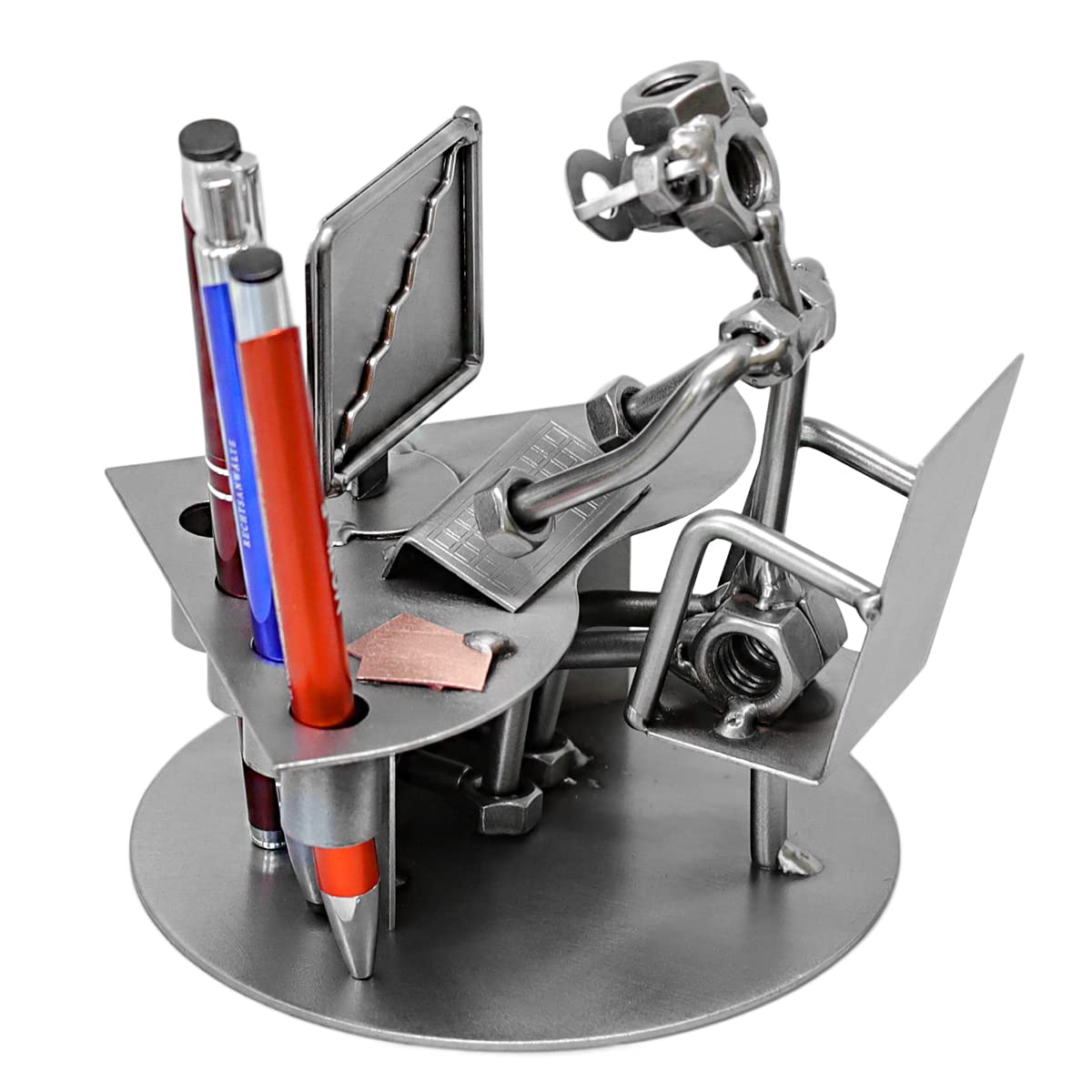 Schraubenmännchen PC BÜRO COMPUTER FREAK Organizer Stiftehalter - Handarbeit Geschenkidee Metallfigur Metallmännchen Stahlfigur Schraubenmännle - Deko für Büro & Zuhause