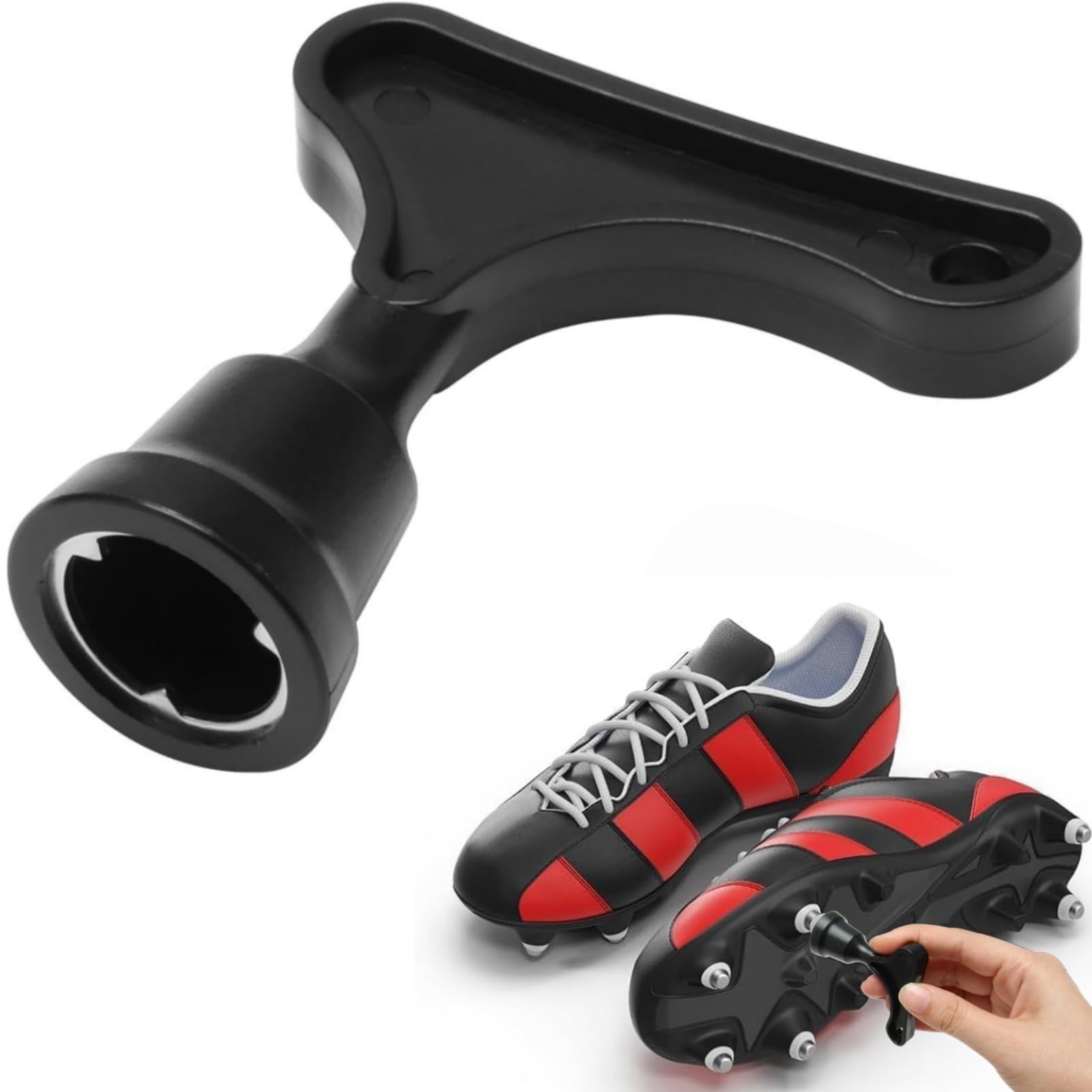 Chiave a perno per scarpe da calcio, chiave a perno per scarpe da calcio, chiave a perno da rugby, strumento di ricambio in acciaio per calcio e rugby (nero)