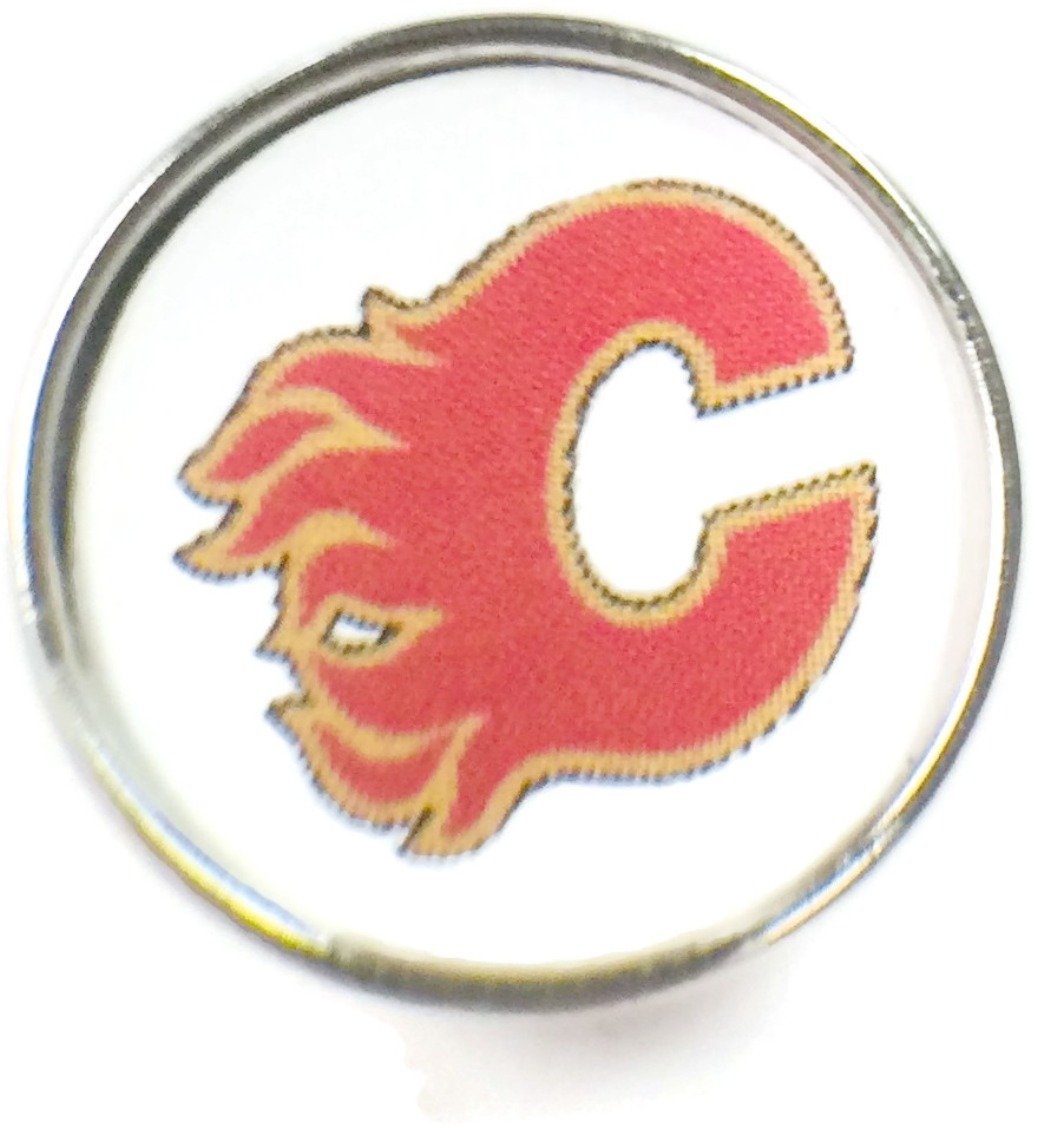 Snap Jewelry Fashion NHL Hockey Logo Calgary Flames 18 MM - 20 MM Snap Charm