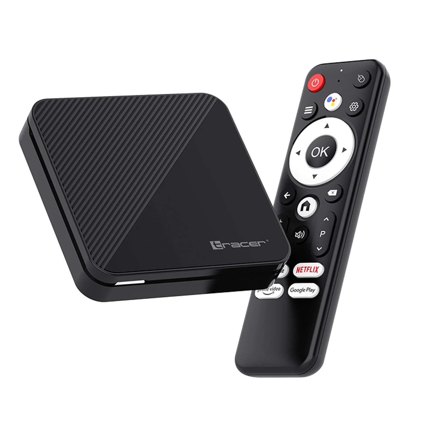 Lecteur multimédia Tracer TV Box | Android 14 4K HDR Wi-Fi Bluetooth 5.0 2 Go de RAM 16 Go de mémoire Quad Core ARM Cortex-A53 Mali-G31 port HDMI LAN | télécommande incluse