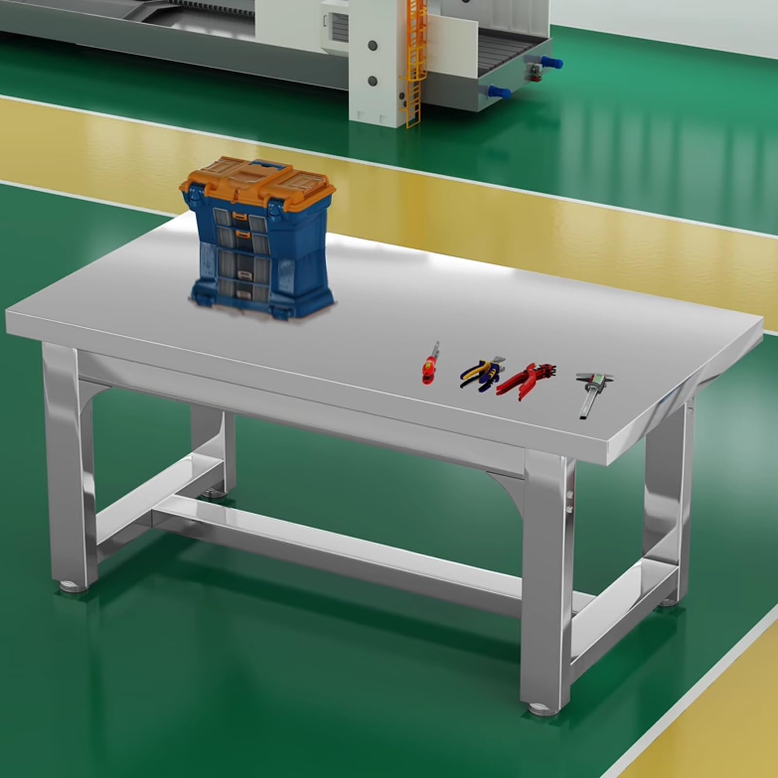 Generico Banco da Lavoro in Acciaio Inossidabile per impieghi gravosi - Tavolo da Lavoro Industriale Commerciale per Garage, progetti Fai da Te e Uso Professionale (80x60x80 cm / 31,5x23,6x31,5 polli