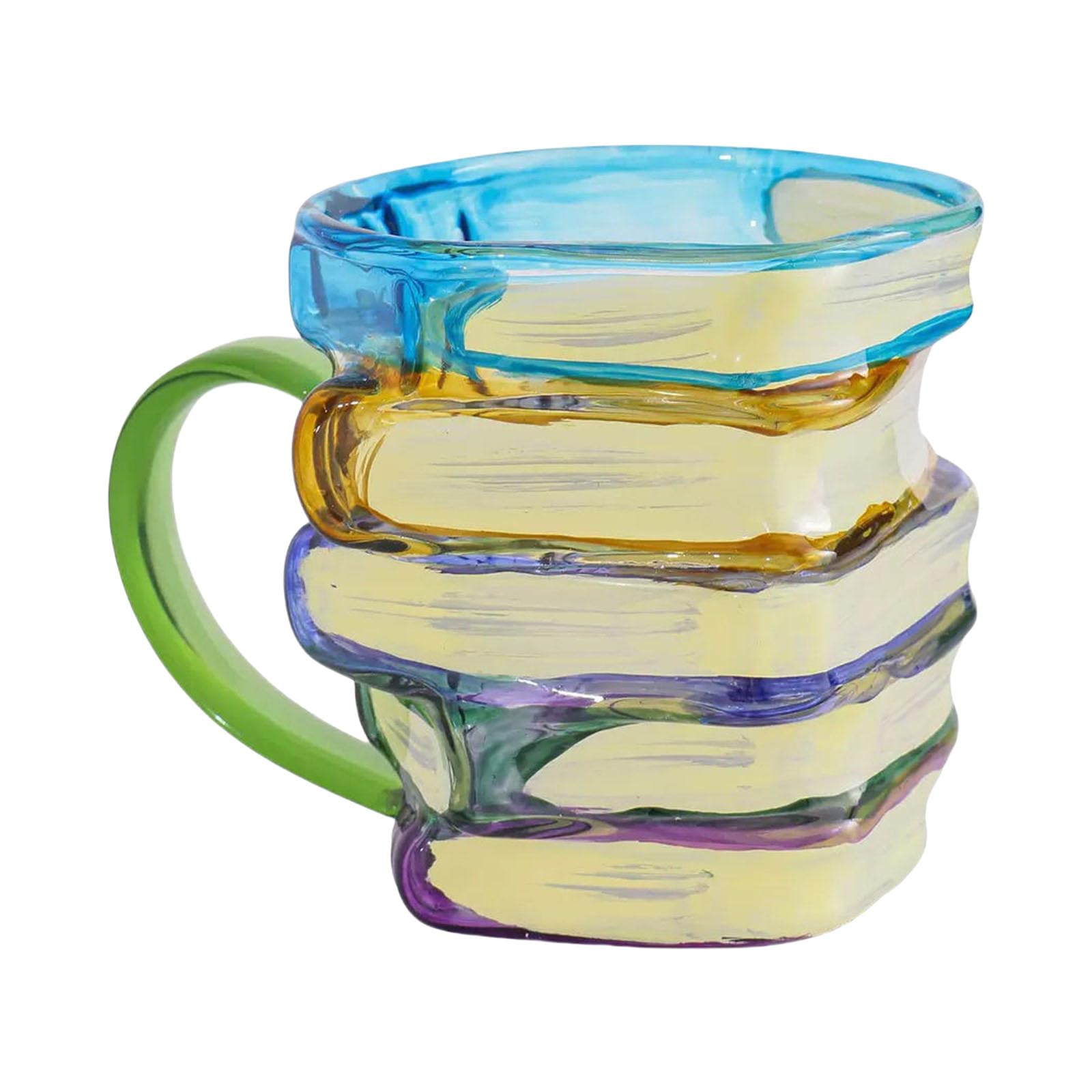 VlHpnpe Handcrafted Glass Book Mug with Ergonomic Handle Large Capacity Beverage Cup Multipurpose Drinkware Hand Painted Glass Book Mug Painted Drinking