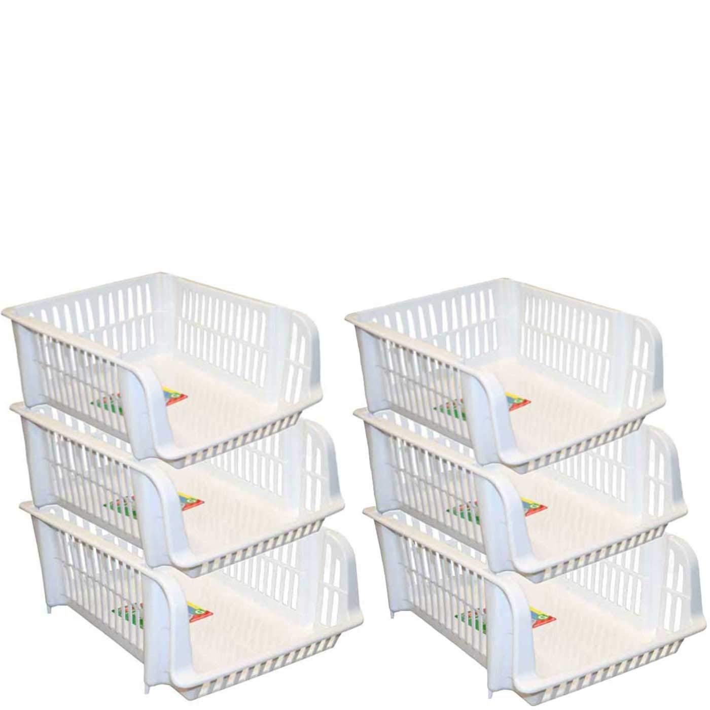 Cestas Apilables Multiusos 37 x 29 x 15 cm Pack 6
