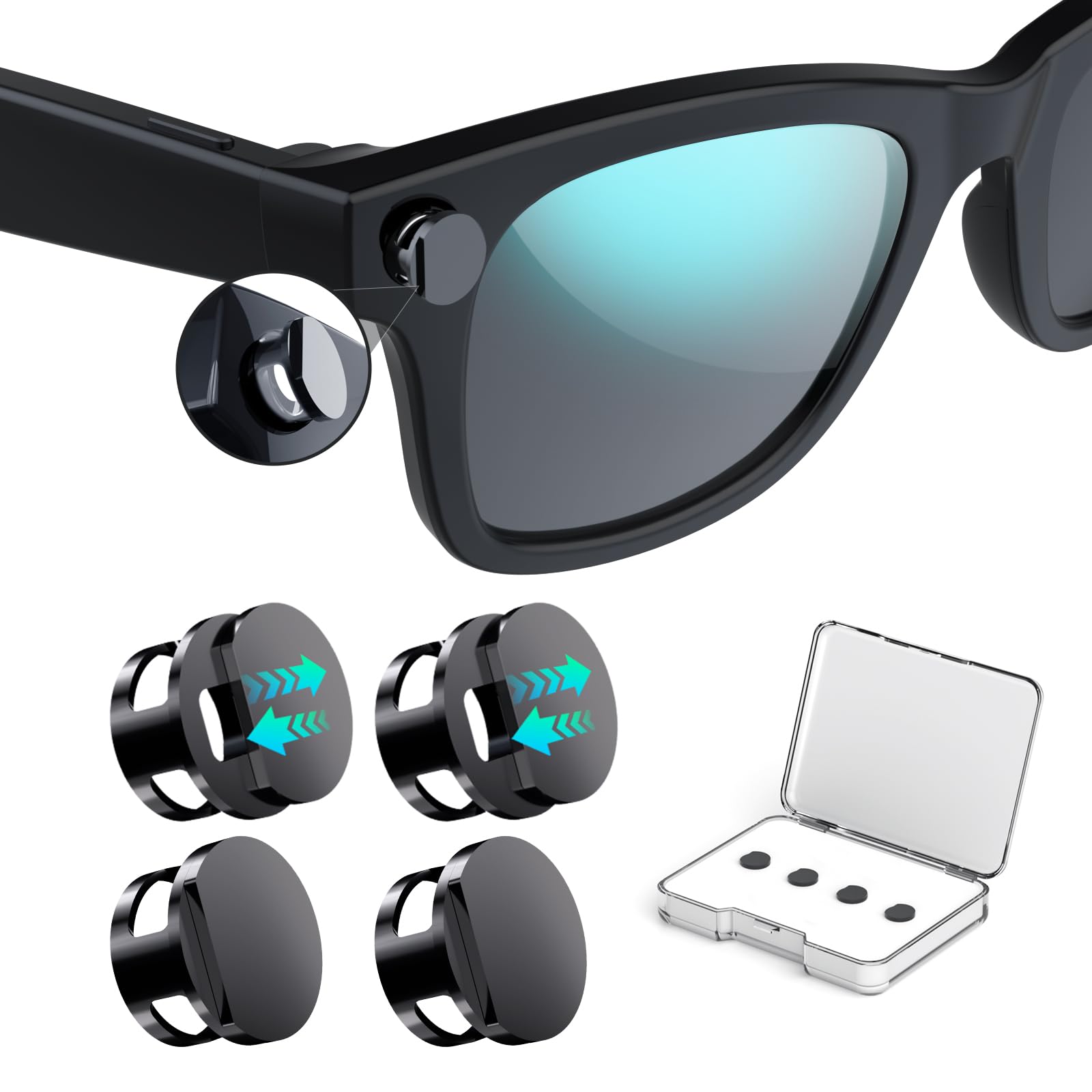 4 confezioni di coperture LED anti-luce per occhiali Ray-Ban Meta Wayfarer/Skyler/Headliner Gen2/Oakley Meta HSTN Accessori per occhiali intelligenti Regolabile Copertura LED per occhiali Meta facile