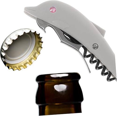 Miniatura 5 de DOITOOL Abridor de botellas, 2 piezas, abrebotellas de cerveza, abrebotellas de vino, diseño de forma de delfín, suministros de barra (