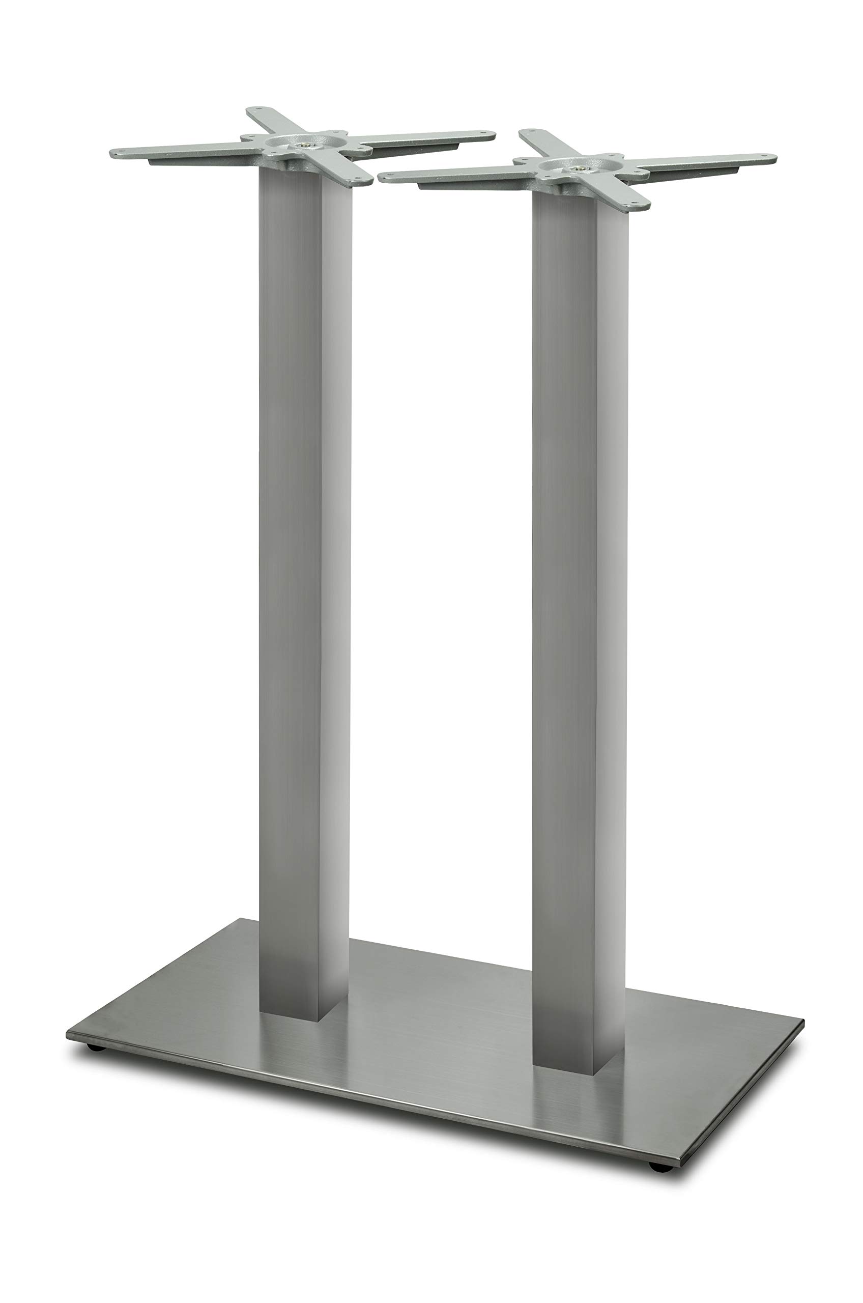 Doppel-Stehtischgestell Tischbein Edelstahl | Premium | PD7592inox/110 | INOX | Stehtisch | H 108 cm | 32 kg | Bodenplatte: 75x40 cm | max. Tischplattengröße 130x70 cm