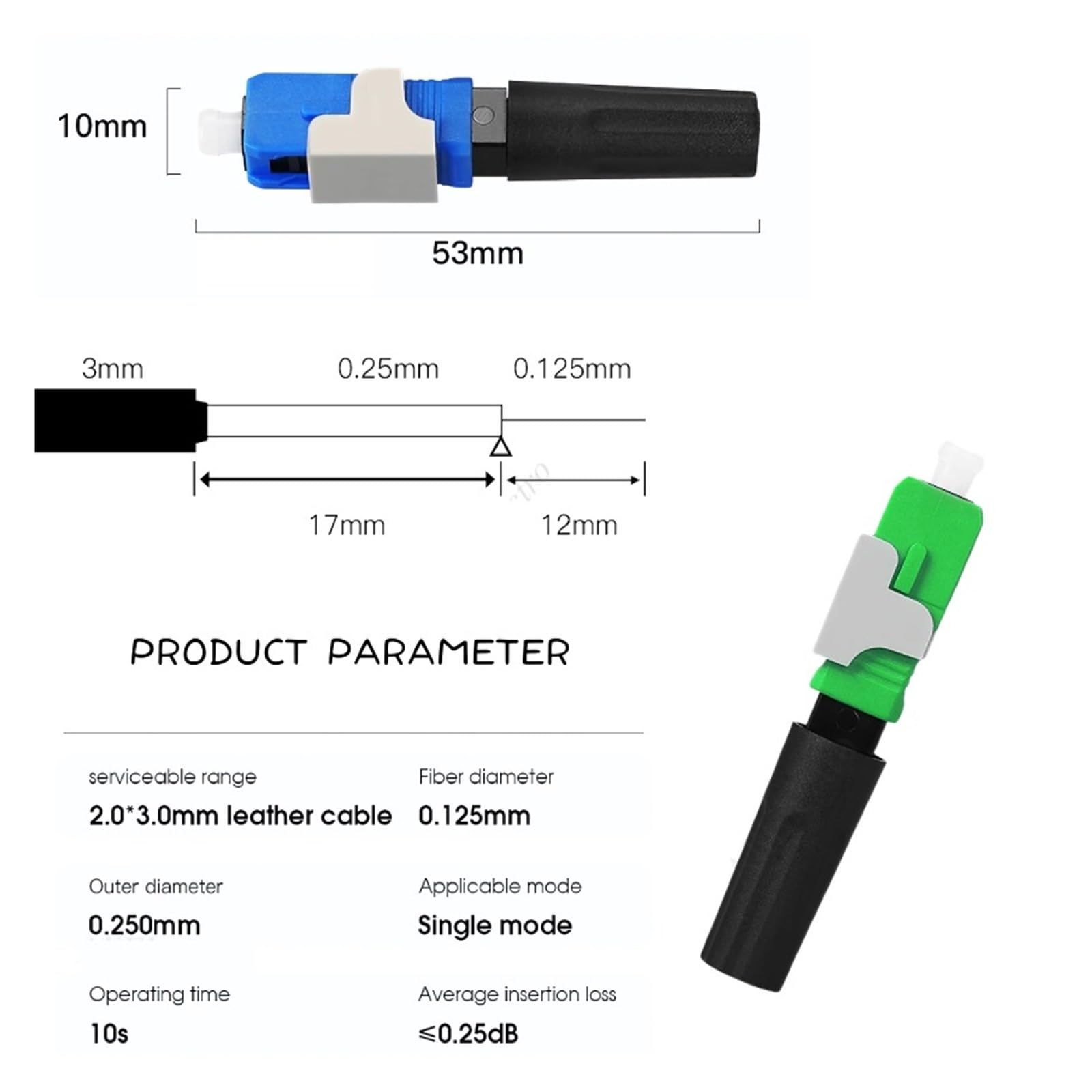 Épisseur de Fibre Optique SC APC FTTH Fibre Optique Rapide(50pcs SC UPC)