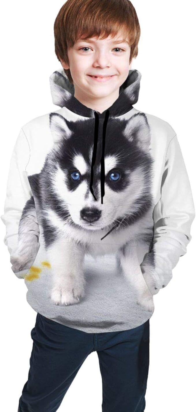 Boys Girls Hoodie, Husky Unisex 3D Printing Teenager Sweatshirt Kids