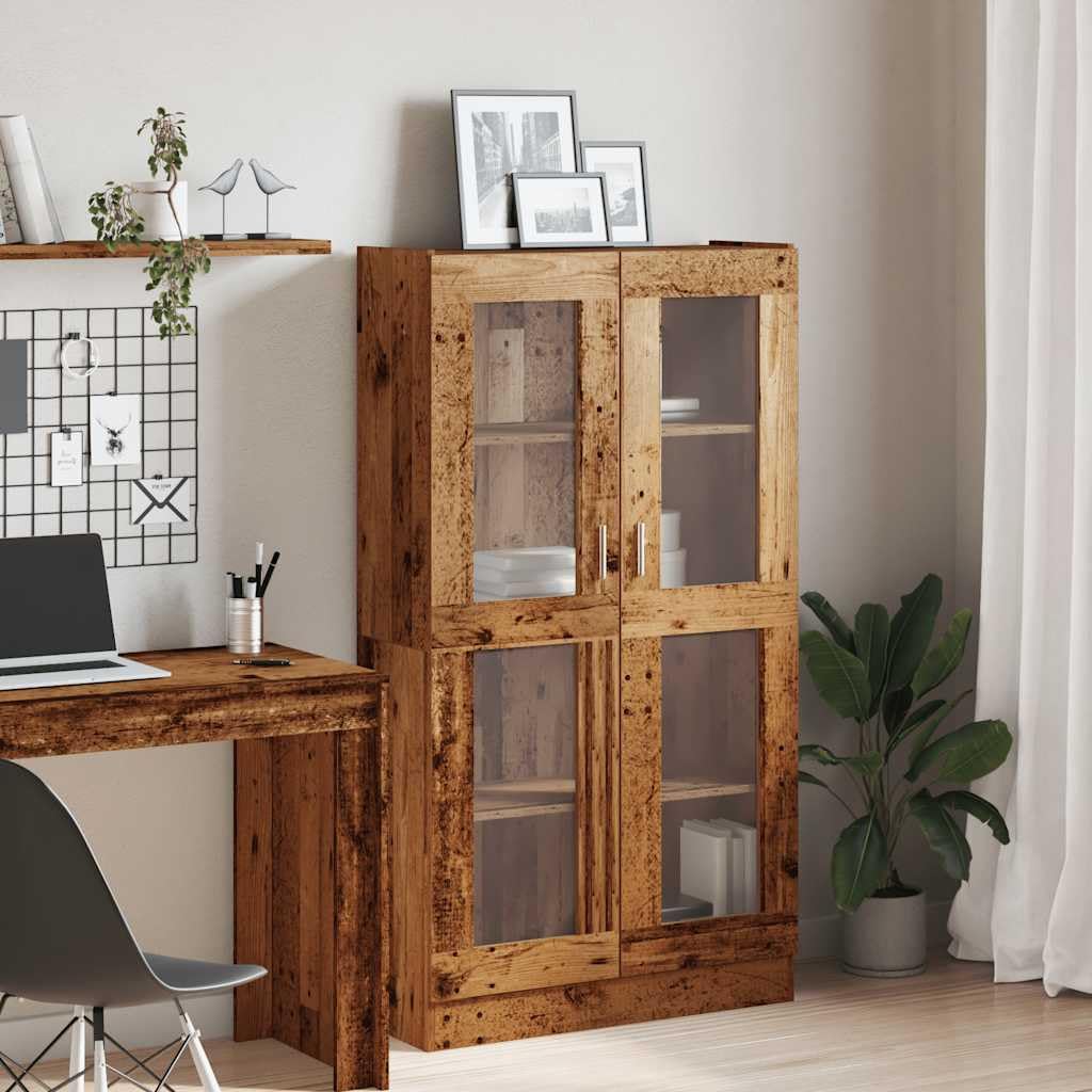 Vitrina de Cristal,Vitrina Salón,Mueble de Salón,Aparador Comedor,Aparador Cocina,Estantería Oficina,con Estantes PuertasAparador Madera ingeniería Madera Envejecida 82,5x30,5x150 cm
