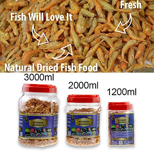 Jacksupermall 1200ml Turtle Food Freeze Dried Krill Aquarium Pond Fish Food Floating Shrimp Carnivore Koi Tropical Cichlid Turtle Feed(1200ml)