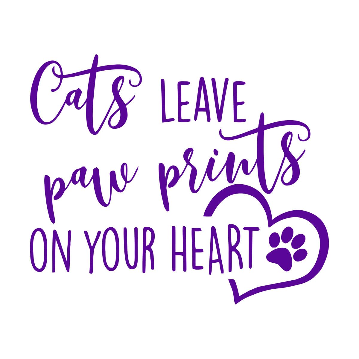 Cat Wall Decal Cats Leave Footprint On Your Heart Quote Pet Wall Sticker Quote Cat Lover Gift Print Vinyl DIY Decals Large - 56x67cm — image 1