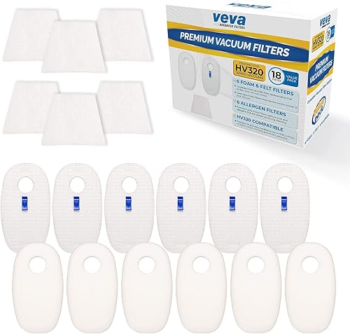 VEVA Juego de filtros de vacío prémium con 6 alérgenos, 6 espumas, 6 filtros de fieltro para aspiradoras Shark Rocket Modelo HV319Q, 320, 321, 322,