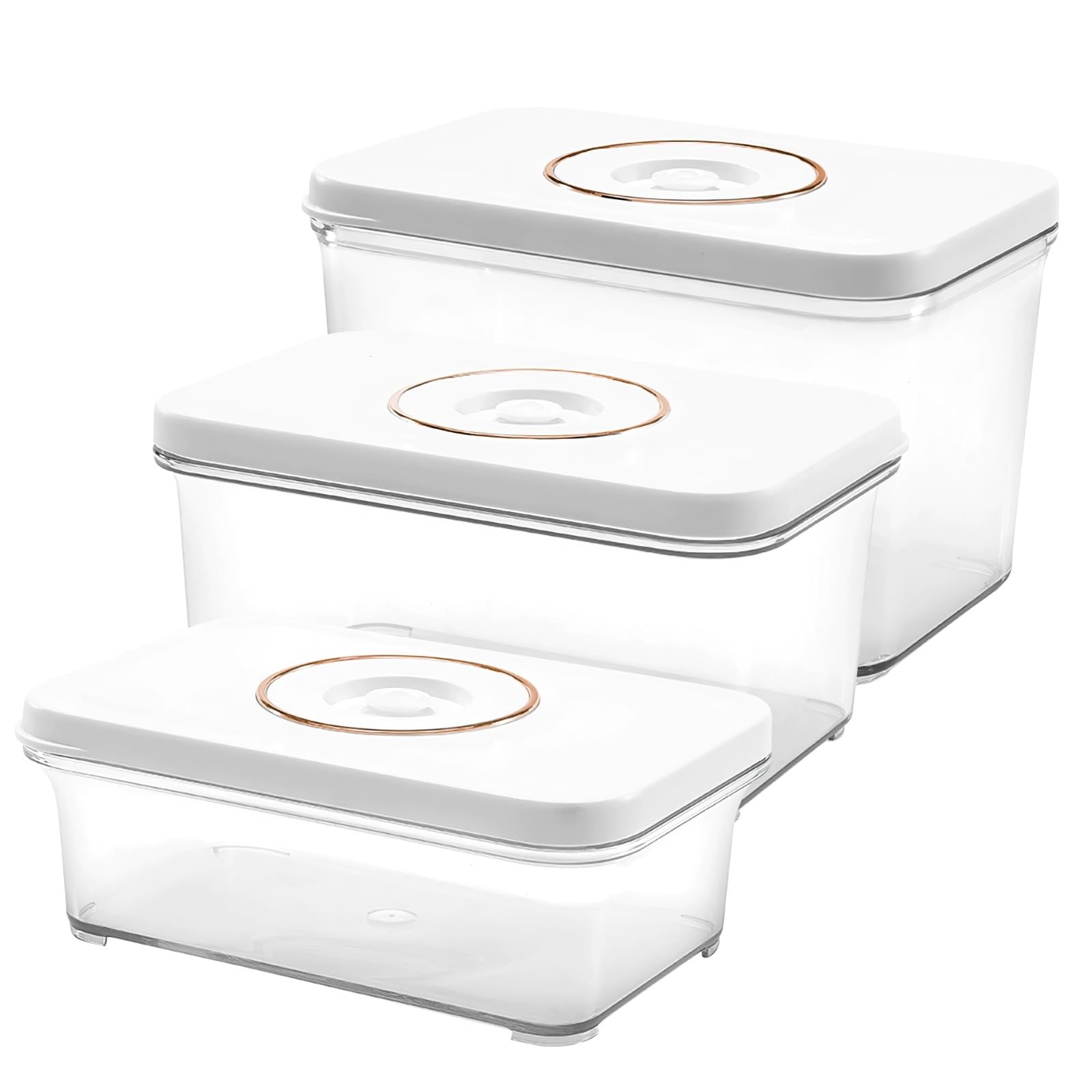3 Stk. große Lebensmittel-Aufbewahrungsbehälter, quadratische luftdichte Aufbewahrungsboxen, 850/1300/1800 ml, transparentes AS, für Obst, Gemüse, Meal Prep, Kühlschrank und Vorrat zu Hause