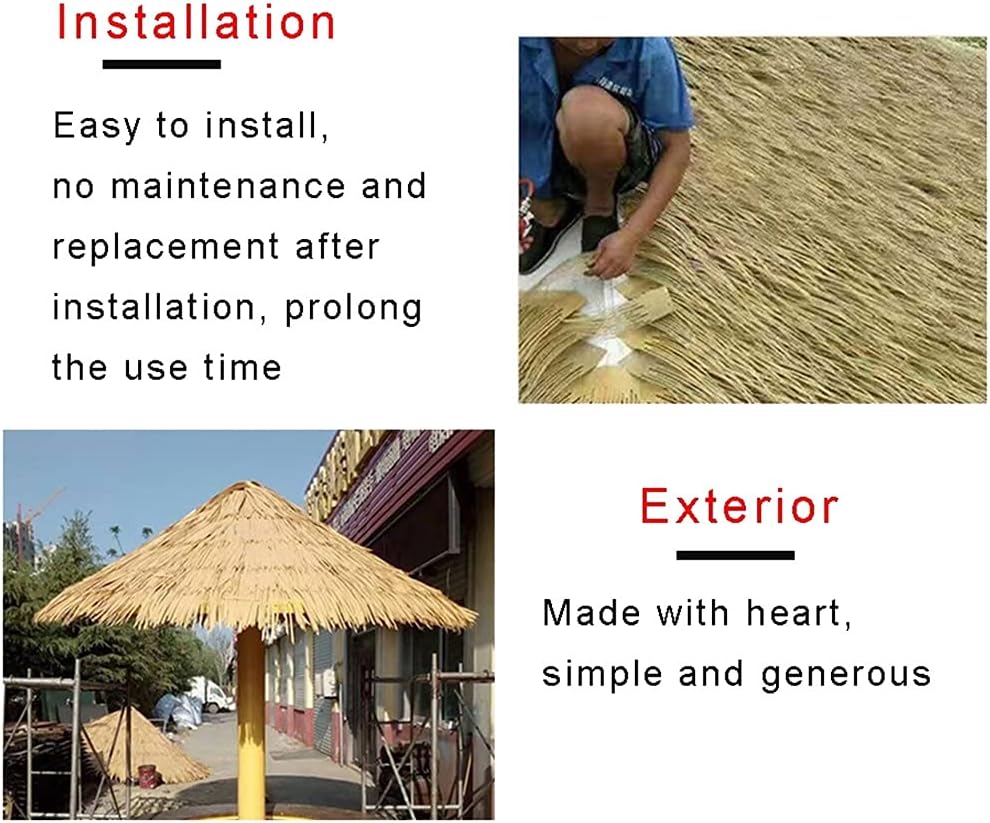 Fake Thatch Brick Thatch Palm Grass Roll Simulated Artificial Thatch Grass Artificial Plastic Simulation Roof Grass for Outdoor House Decoration(Yellow1,4pcs)