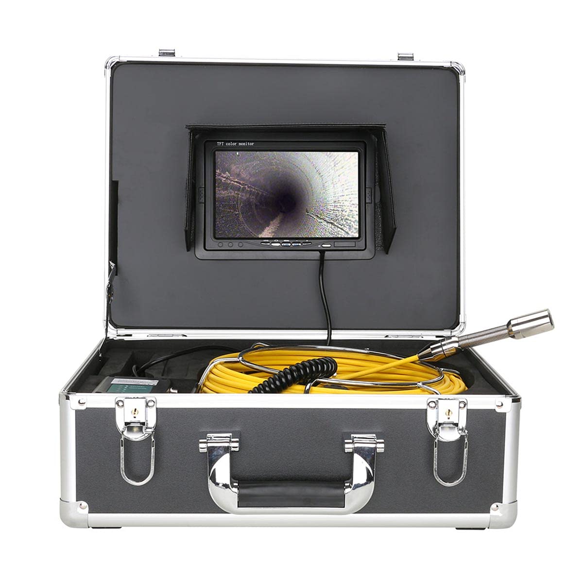 Videocamera per ispezione Tubi con Registrazione DVR da 7", Sistema endoscopico Industriale per condotte fognarie di Scarico IP68 1000TVL con luci a LED da 12 Pezzi