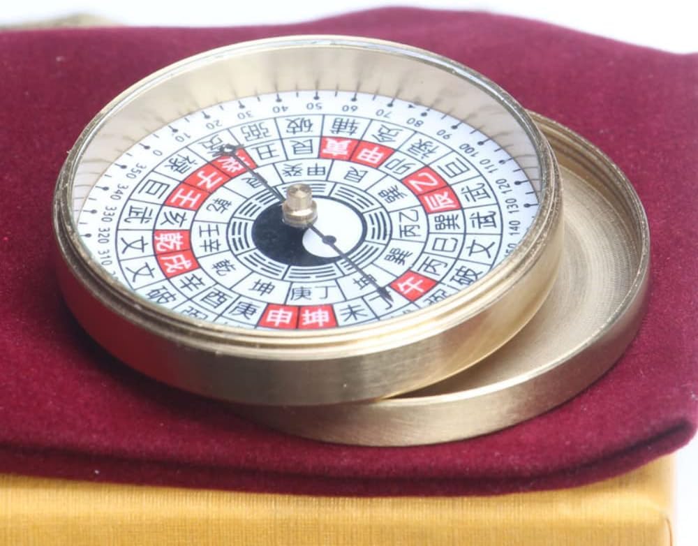 Ancien compas Feng Shui, outil de navigation Compas à huit diagrammes, fournitures de poche en cuivre de 4,5 centimètres