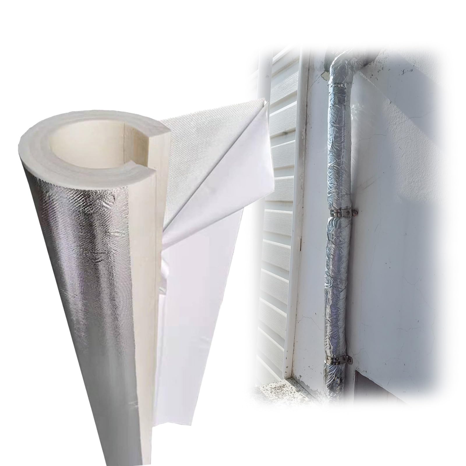 1.0m Aluminiumfolie-Isolationsrohr, Heizungsrohr Rohrisolierung Isolation, Dicke 30mm, ID 22mm-219mm, Heizungsrohr Isolierung für Solarklimaanlagen-Warmwasserleitung Im Freien(159mm x 30mm x 1.0m)