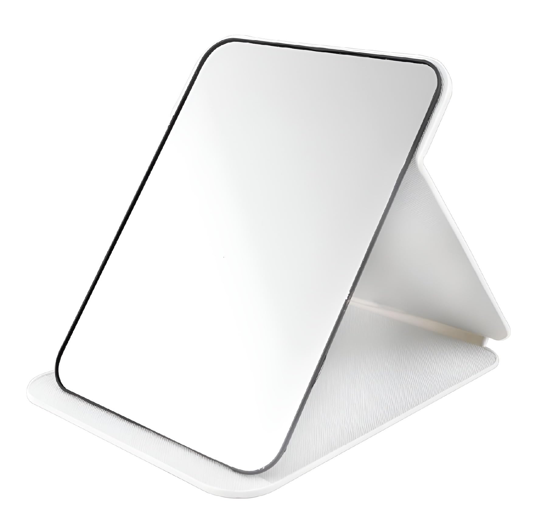 VELINEX Portable Folding Makeup Mirror - Adjustable Angle Small Compact Size, Travel-Friendly, Single Sided, Round Edge Corner, Desktop, Bathroom, Vanity & Dressing Table (White, Pack of 1)