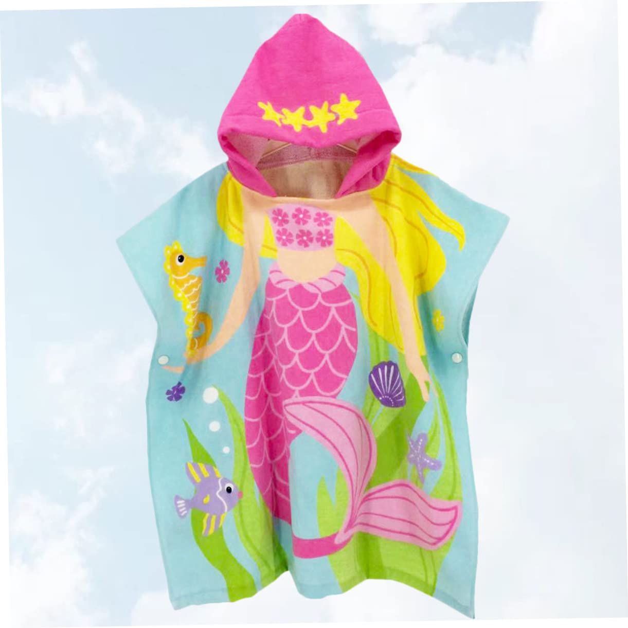 Toalla Infantil con Capucha de Algodón para Playa y Baño Diseño de Sirena y Ligera para Ropa de Playa y Bata de Ducha