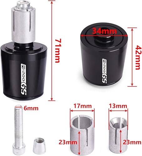 Miniatura 2 de WESTCH 78" 22mm Motorcycle Handlebar Ends CNC Aluminum Plugs Caps Accessories for BMW R1200GS R1200gs ADV R 1200 GS LC (Color  Black)