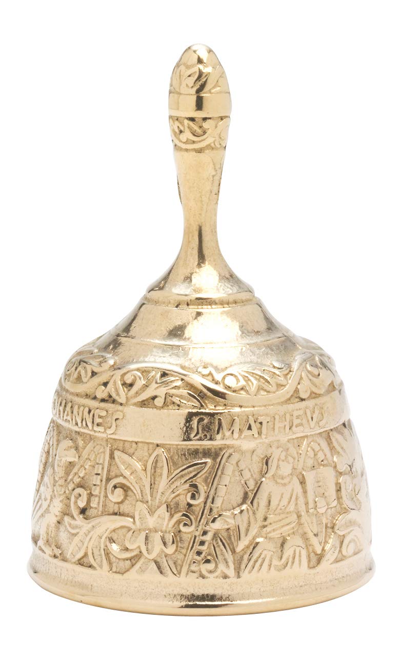 MaMeMiEvangelist Bell Large/Brass Table Bell with Four Evangelist Height 4.92 inch
