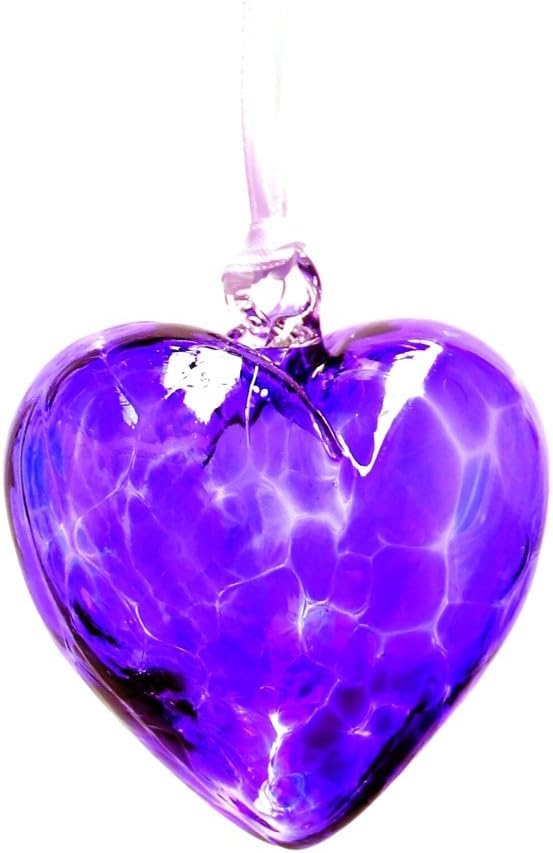 Milford Collection Glass Friendship Heart Small - Purple, 7 cm
