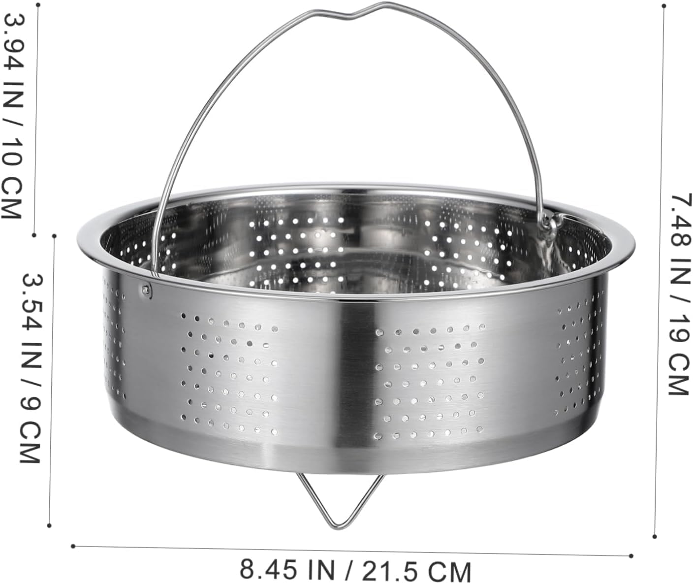 Steamer Basket Metal Insert Steaming Rack For Rice Cooker Steamer Basket With Handle For Vegetables, Fish, Seafood Cooking Warmer Kitchen Strainer Kitchen Cookware Silver (1ps/20 * 9 * 7 CM)