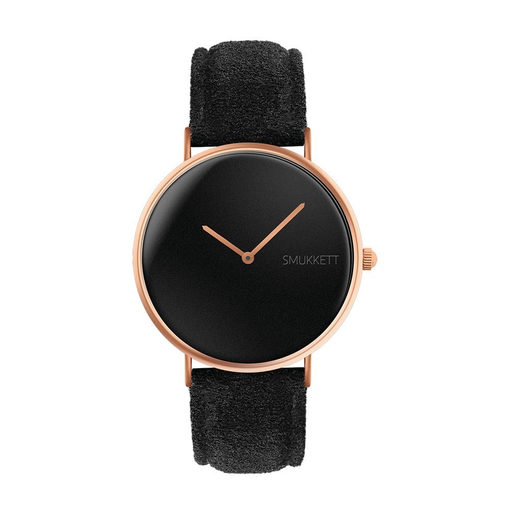 Smuk Flat Velcro Watch Men and Ladies 'Bracelet with Vegan NATO Nylon Suede Smooth, Suede or Leather Watch Strap in 8, 10 & 12 mm All Black Rose Gold/Silver/Black or White (See Models)