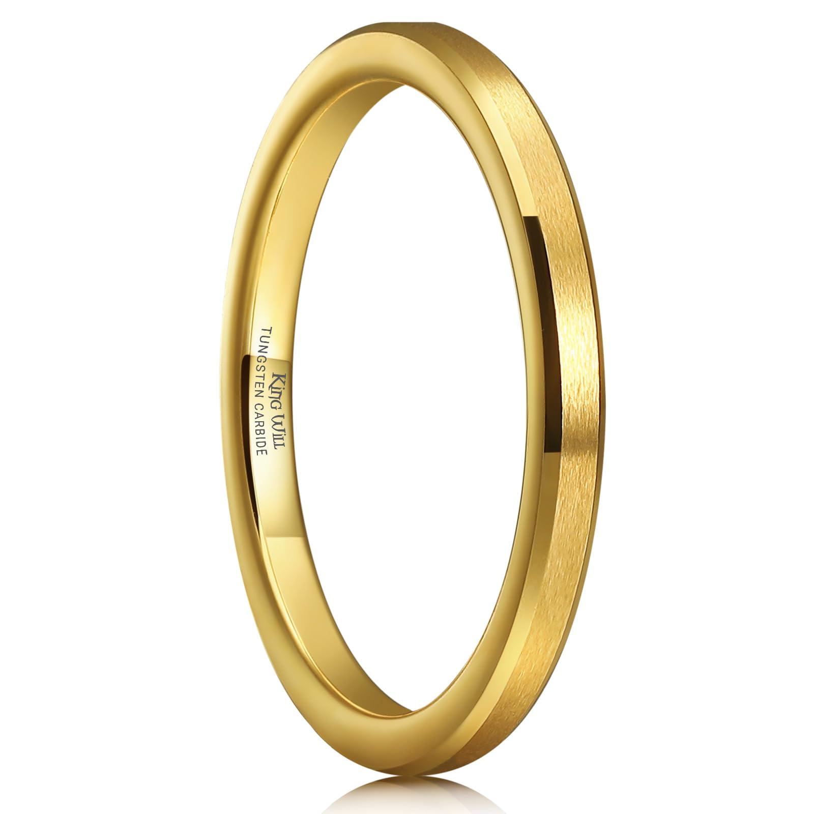 King Will Tungsten Men's Wedding Ring - Available in 6mm to 10mm, Black/Silver, Matte Finish, Beveled Polished Edge, Comfort Fit