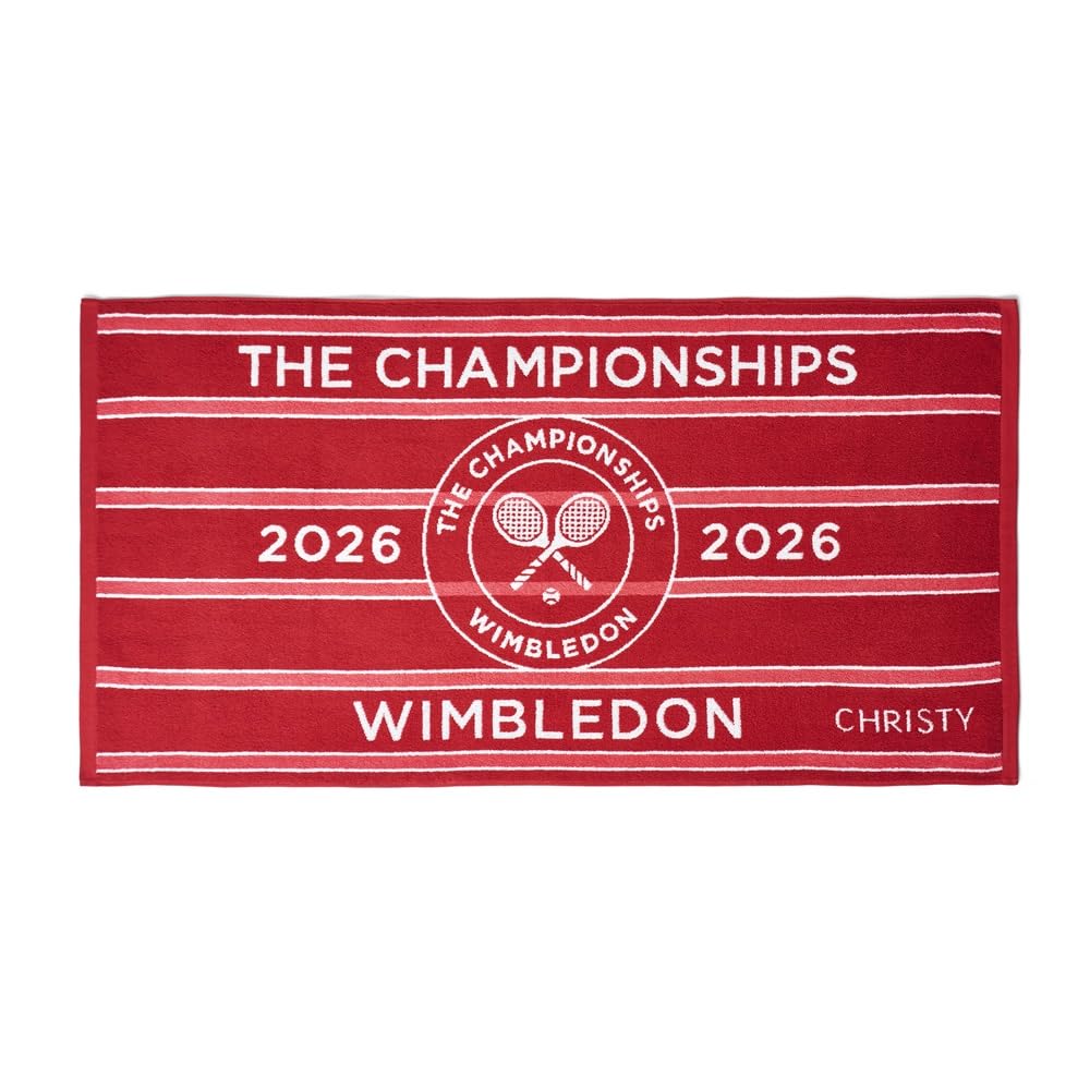Wimbledon Championship Towel 2026 | Official Players Towel | Quick Dry | 70cm x 133cm | Official 2026 Tennis Championships Merchandise | Strawberry Red