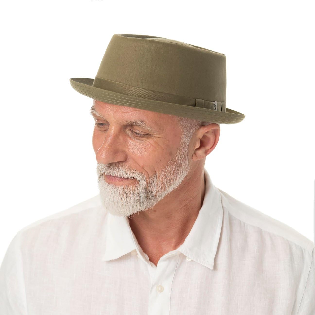 Stetson Cotton Pork Pie Stoffhut Einfarbiger Klassischer Schnitt Made in Italy Damen Herren Frühjahr Sommer