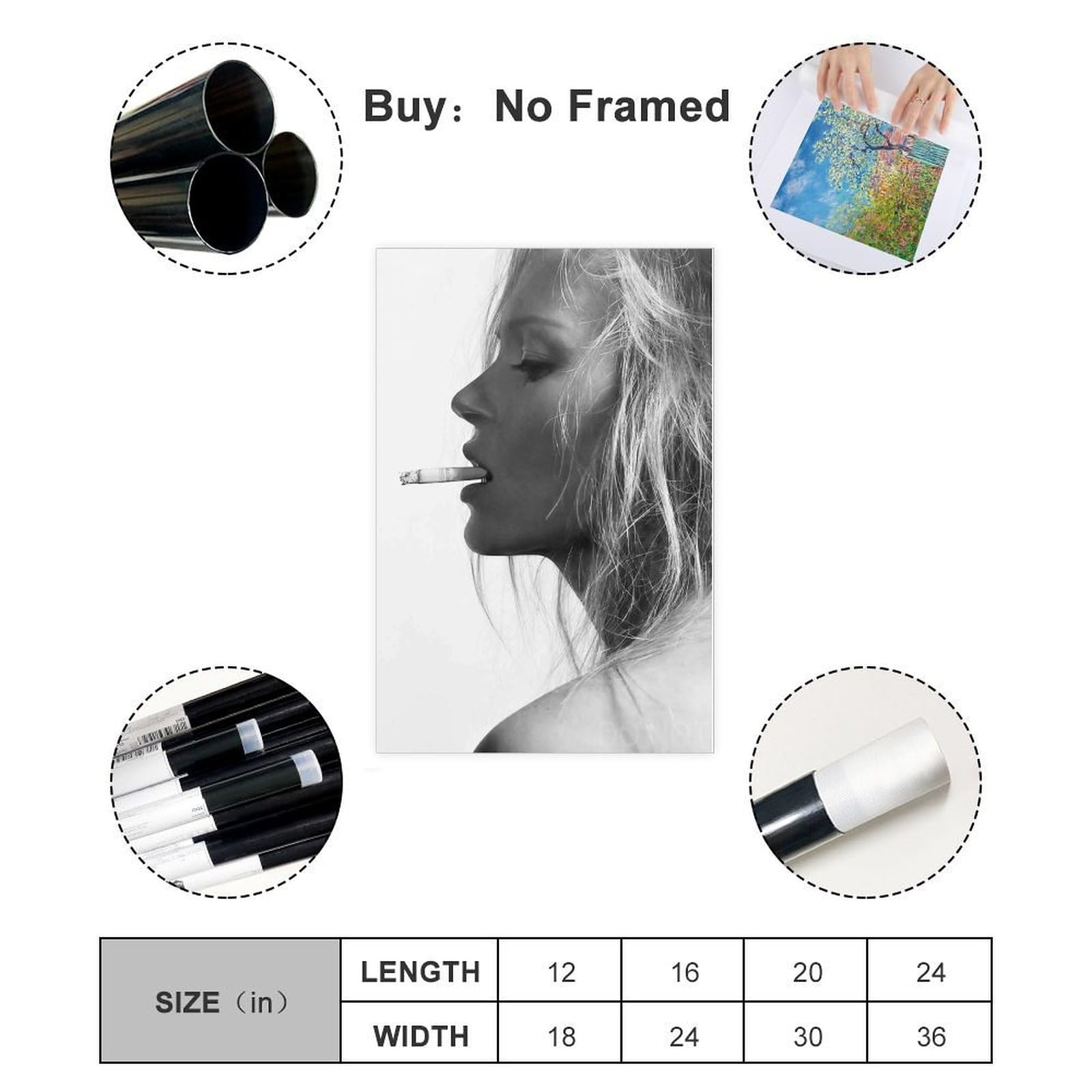 Poster Su Tela Kate Moss 40x60 Cm – Quadro Artistico Per Camera Da Letto, Ufficio, Soggiorno, Regalo, Stampa Su Tela Impermeabile - 4