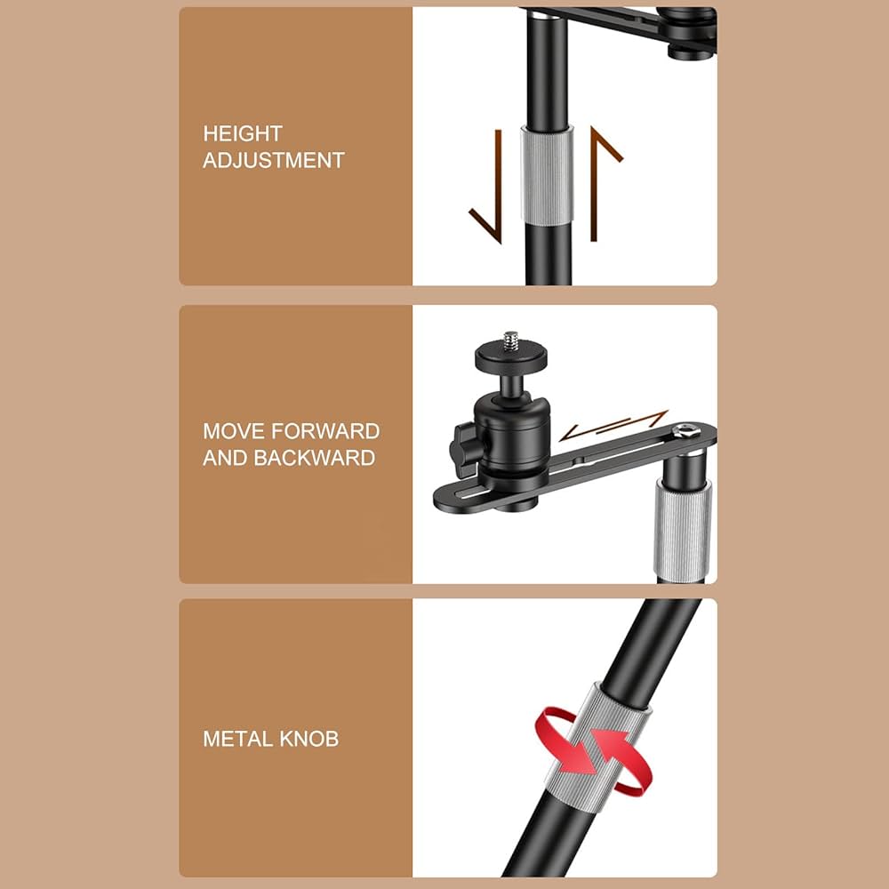 Supporto Per Proiettore Regolabile - Girevole 360°, Inclinabile 90°, Per Letto O Divano (Bianco) - Foto 8