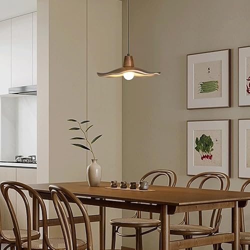 Miniatura 4 de Lámpara colgante de hoja de loto, lámpara colgante de madera de granja, isla de cocina, lámpara colgante de techo de flores grandes, lámpara