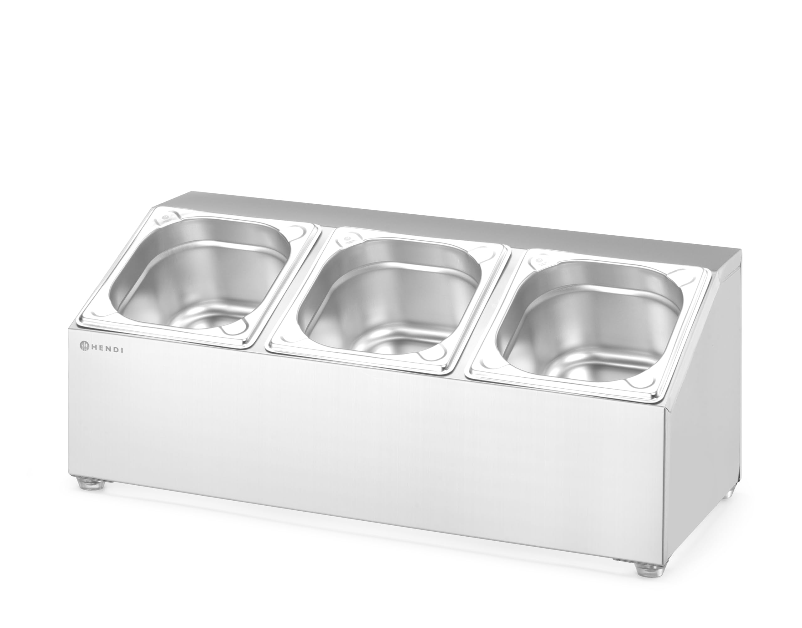 HENDI Soporte para Recipientes Gastronorm, Organizador de Cocina con 3 Compartimentos (3x GN 1/6), Antideslizante y Montaje en Pared, 512x245x(H)215mm, Acero Inoxidable