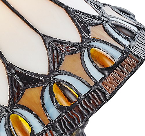 Art Deco Tiffany Glass Table Lamp with Amber Shade by Happy Homewares - Image 2