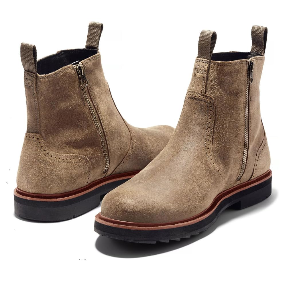Botas De Chelsea para Hombre Botas De Cuero Botines De Trabajo Plano con Lado Cremallera