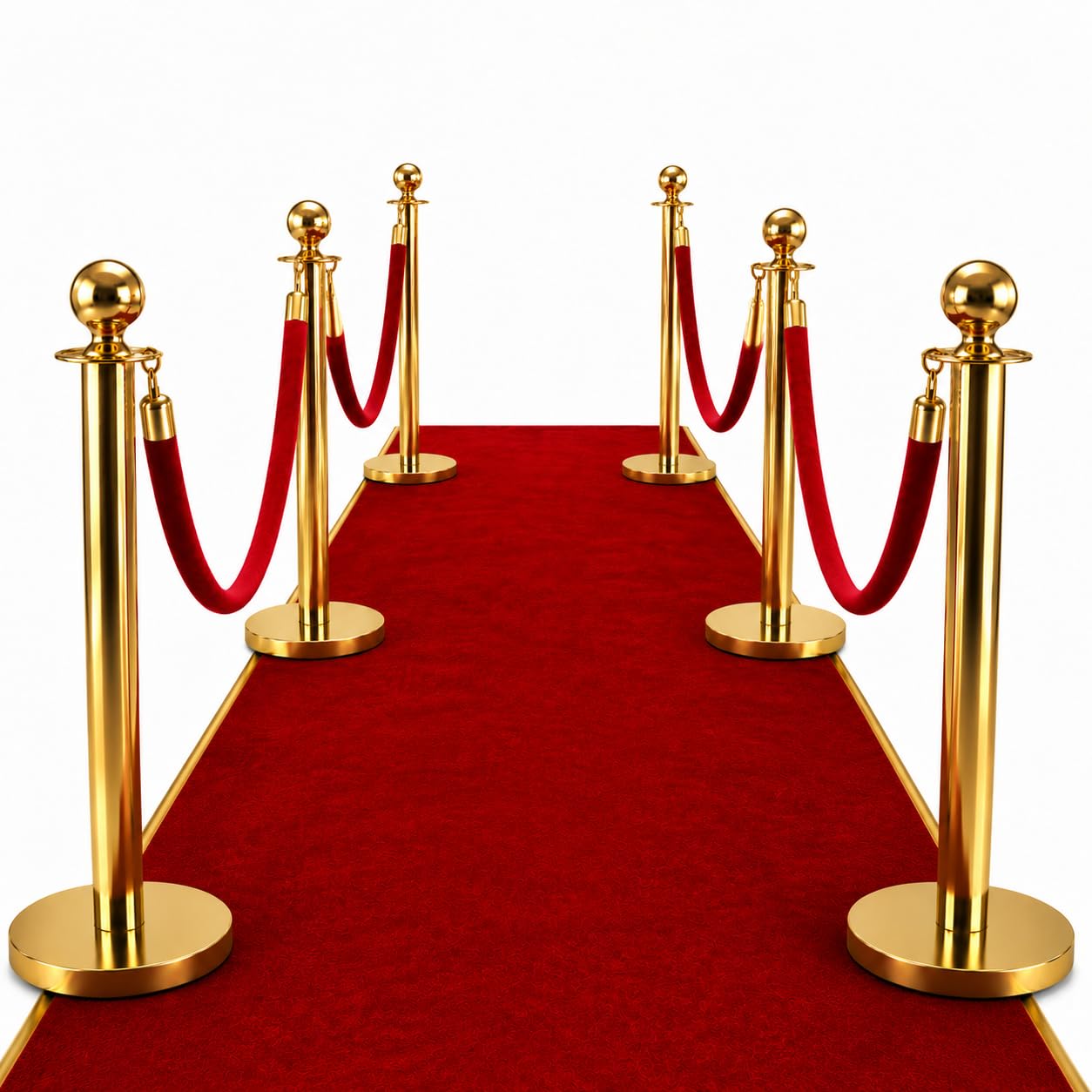 Set di 6 montanti dorati e corde di velluto, barriere di controllo della folla in acciaio inossidabile, corde e pali per tappeti rossi di alta qualità, forniture per feste di apertura, balli