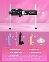 Vista 7 de SENSUA Máquina sexual automática, máquina de empuje de consolador con 3 consoladores, ventosa de 3.5 pulgadas, control remoto para mujeres, hombres